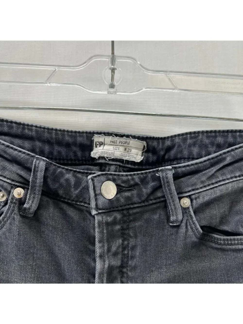 Free People Skinny Jeans Womens 29 Button Fly Stretch Denim High Rise Faded Gray